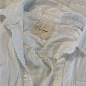 Lucky Brand White Boyfriend Button-Up